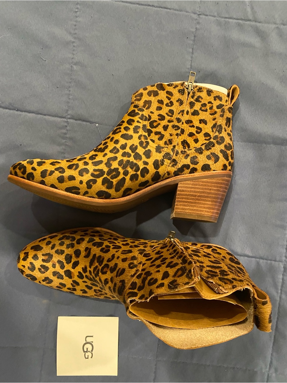 UGG Leopard Print Ankle Booties in Brown/Black - Picture 5 of 6